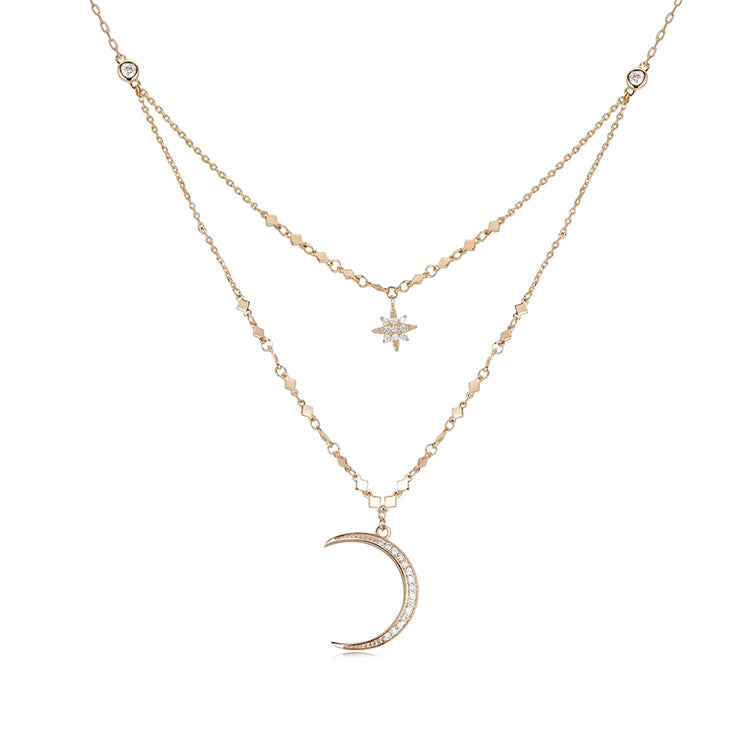 LOVE BY THE MOON Selene 18K金鍍黃銅雙層頸鍊