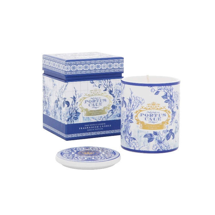 Portus Cale 藍彩青瓷香薰蠟燭 金色和藍色 228g