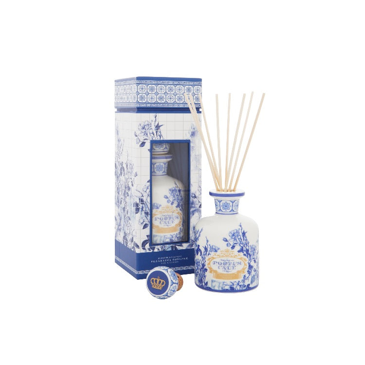Portus Cale 藍彩青瓷藤條香薰 金色和藍色  250ml