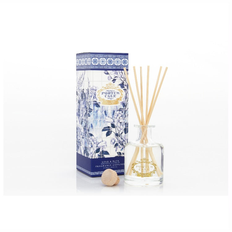 Portus Cale 藍彩青瓷藤條香薰 金色和藍色 100ml